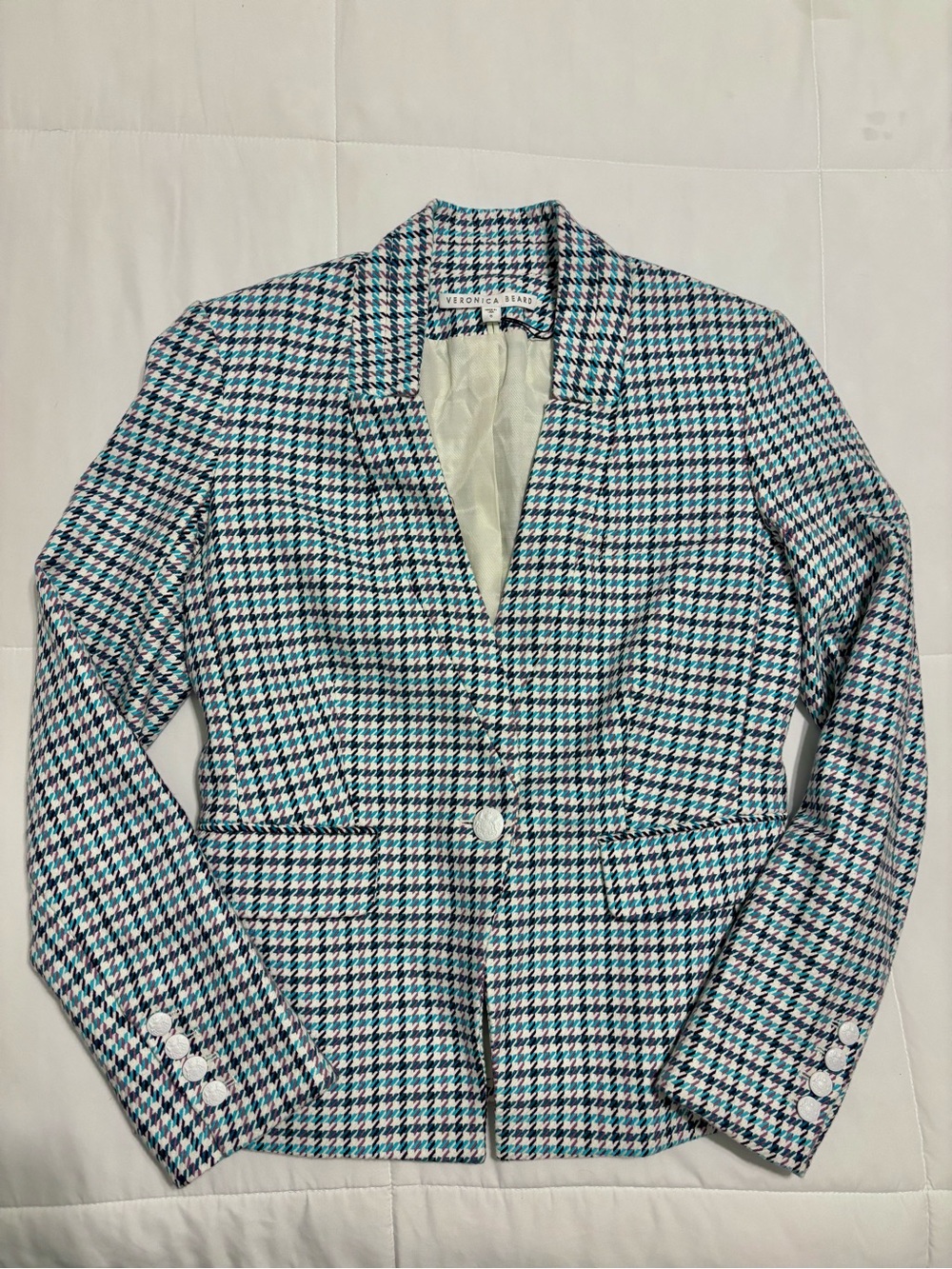 Veronica Beard Farley Dickey Jacket Blazer Houndstooth Size 6